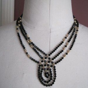 STUNNING Giavan Black Crystal & gold bead necklace